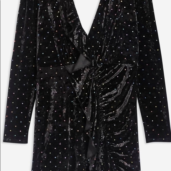 topshop stud velvet frill dress